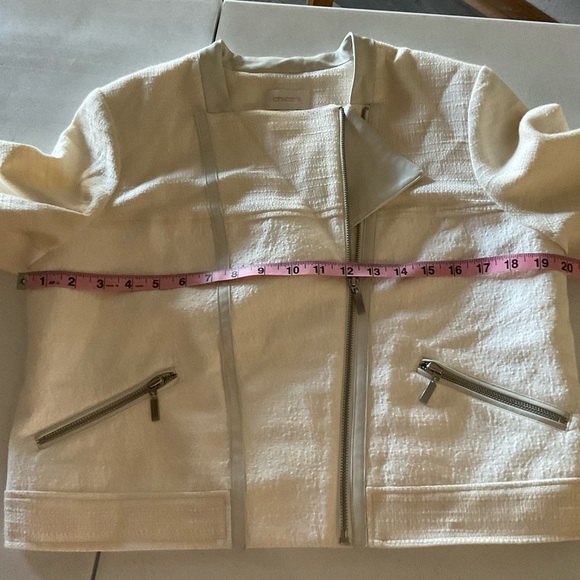 Chico’s Moto Jacket Mixed Media Fabric Zip Closure Ivory Size M (8) Chico's 1 - Picture 8 of 15
